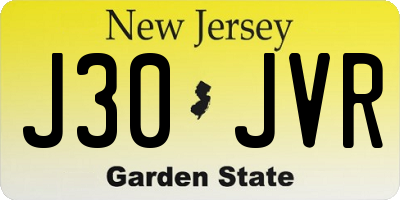 NJ license plate J30JVR