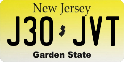 NJ license plate J30JVT