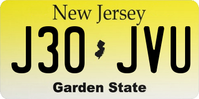 NJ license plate J30JVU