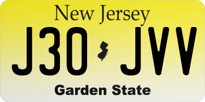 NJ license plate J30JVV