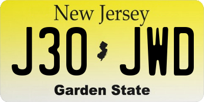 NJ license plate J30JWD