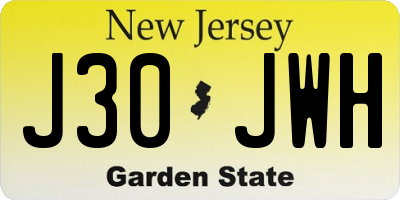 NJ license plate J30JWH
