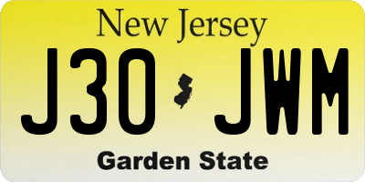 NJ license plate J30JWM