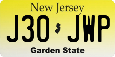 NJ license plate J30JWP