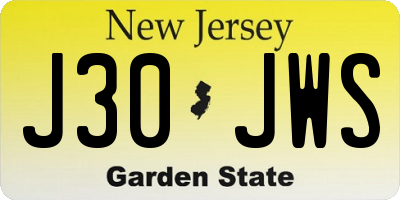 NJ license plate J30JWS