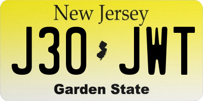 NJ license plate J30JWT
