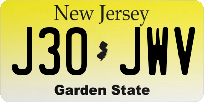 NJ license plate J30JWV