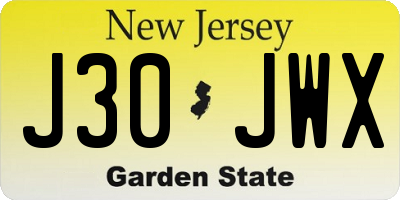 NJ license plate J30JWX