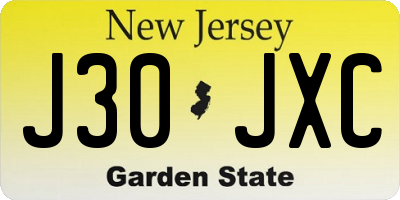 NJ license plate J30JXC
