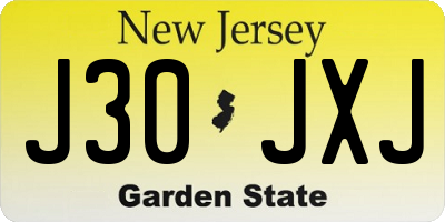 NJ license plate J30JXJ