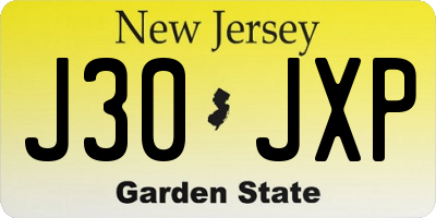 NJ license plate J30JXP