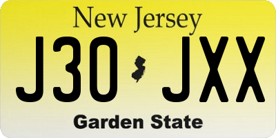 NJ license plate J30JXX