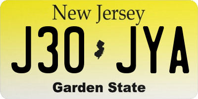 NJ license plate J30JYA