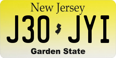 NJ license plate J30JYI