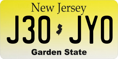 NJ license plate J30JYO