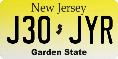 NJ license plate J30JYR