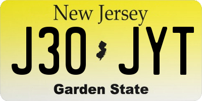 NJ license plate J30JYT