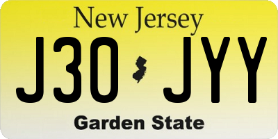 NJ license plate J30JYY