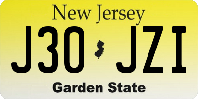 NJ license plate J30JZI