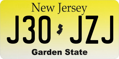 NJ license plate J30JZJ