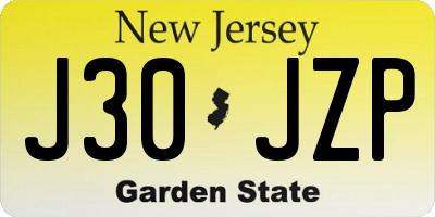NJ license plate J30JZP