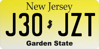 NJ license plate J30JZT