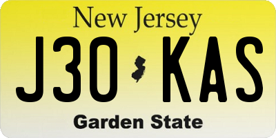 NJ license plate J30KAS