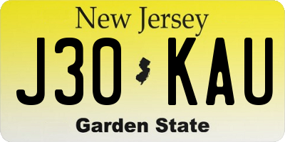NJ license plate J30KAU