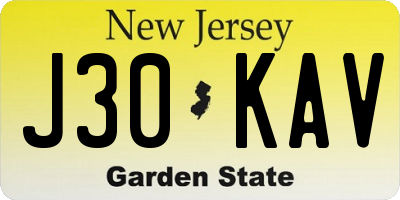 NJ license plate J30KAV