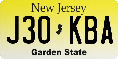 NJ license plate J30KBA