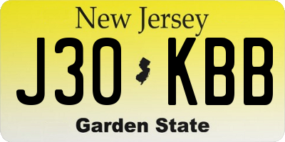NJ license plate J30KBB