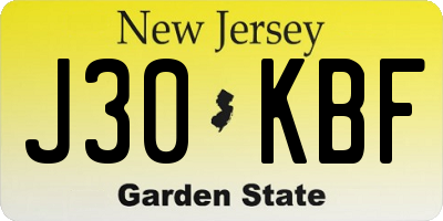 NJ license plate J30KBF