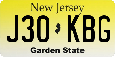 NJ license plate J30KBG
