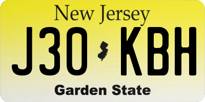 NJ license plate J30KBH