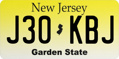 NJ license plate J30KBJ