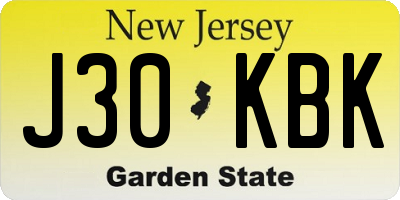 NJ license plate J30KBK