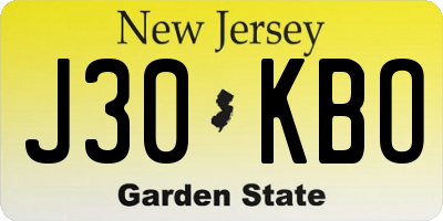 NJ license plate J30KBO