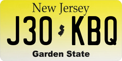 NJ license plate J30KBQ