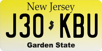 NJ license plate J30KBU