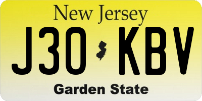 NJ license plate J30KBV