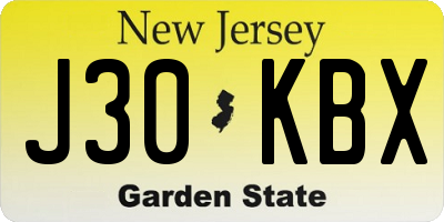 NJ license plate J30KBX