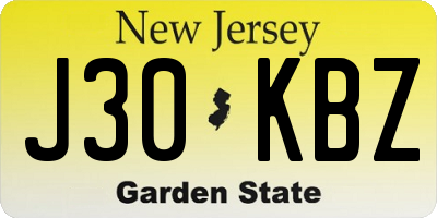 NJ license plate J30KBZ