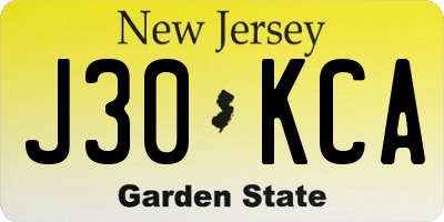 NJ license plate J30KCA