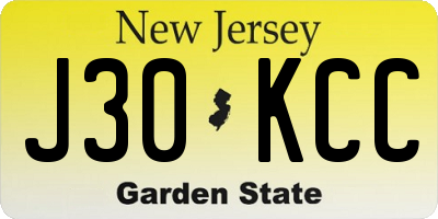 NJ license plate J30KCC