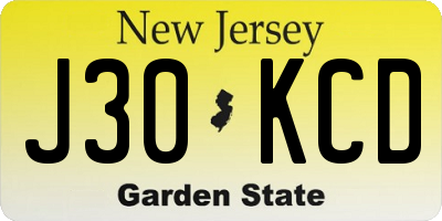 NJ license plate J30KCD