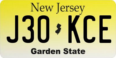 NJ license plate J30KCE