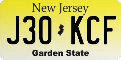 NJ license plate J30KCF