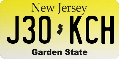 NJ license plate J30KCH