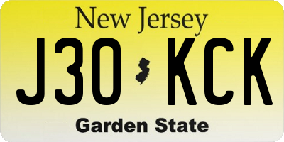 NJ license plate J30KCK