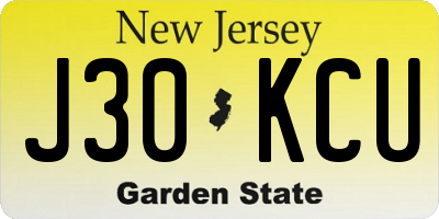 NJ license plate J30KCU